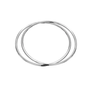 Set of 2 Stackable 3MM Polished Dome Round Edge Sterling Silver Bangle Bracelet
