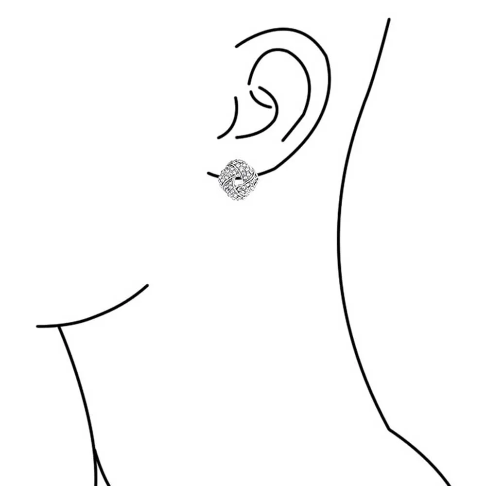 Set of 3 Twist Braided Crystal Love Knot Clip-On Earrings Rose Gold Plated