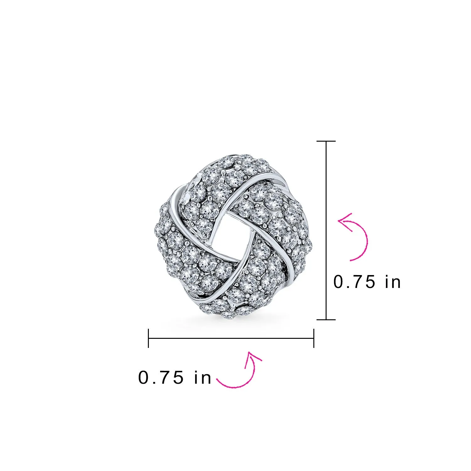 Set of 3 Twist Braided Crystal Love Knot Clip-On Earrings Rose Gold Plated