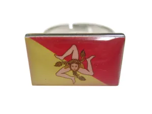 Sicily Flag Adjustable Size Fashion Ring