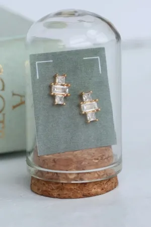 SILK PURSE SOW'S EAR ART DECO CRYSTAL PYRAMID VERMEIL STUD EARRINGS