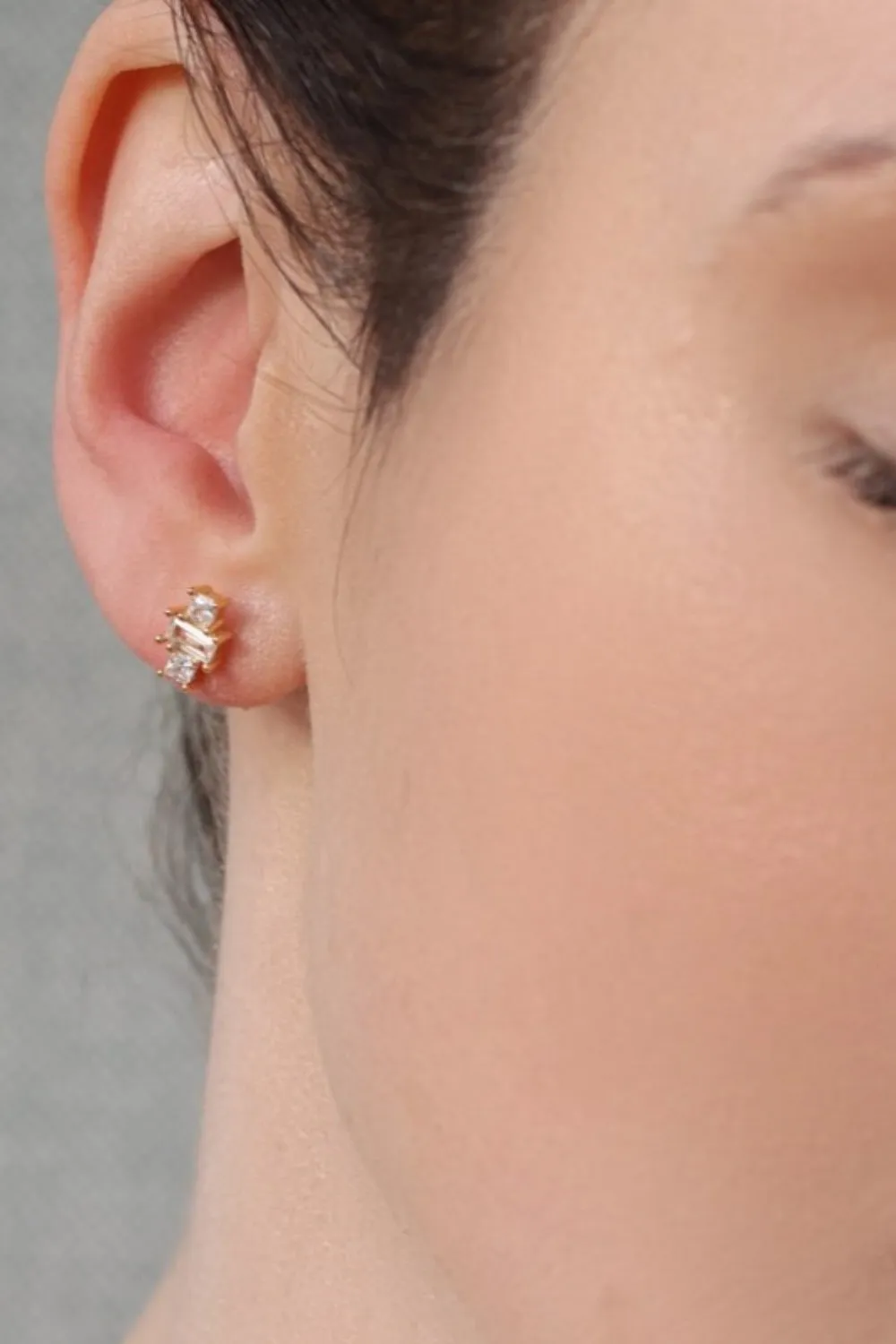 SILK PURSE SOW'S EAR ART DECO CRYSTAL PYRAMID VERMEIL STUD EARRINGS