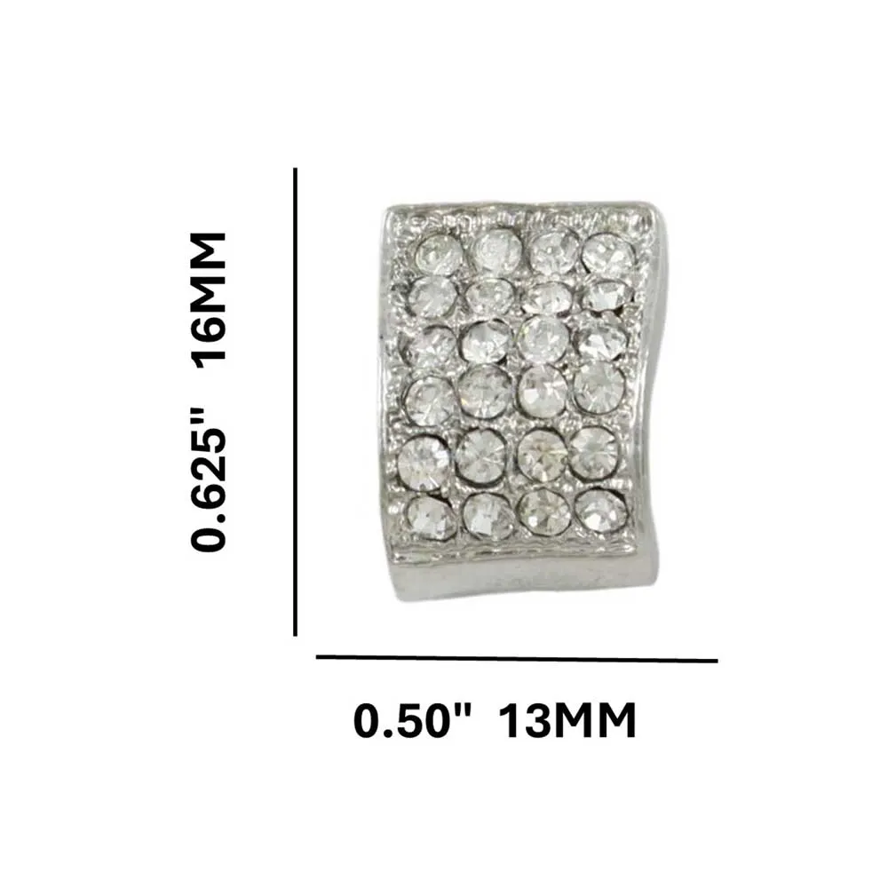 Silver and Clear Crystals Arched Rectangle Clip Earring - REC934