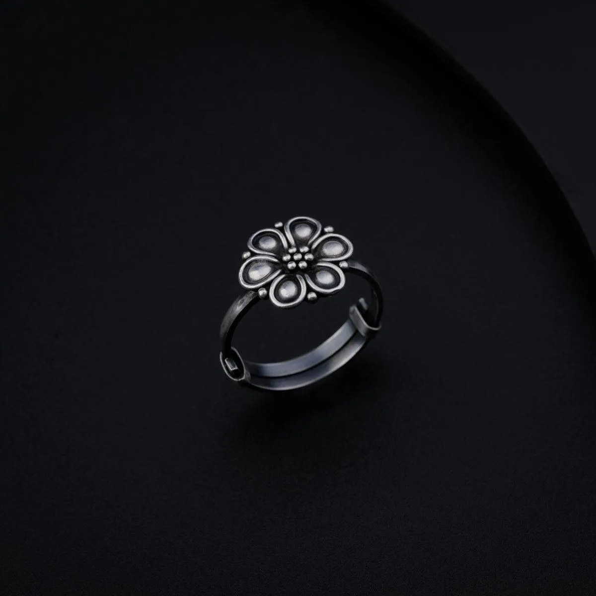 Silver Floral Adjustable Ring