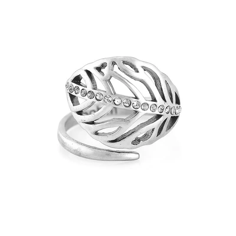 SILVER LEAF CRYSTAL  RINGS #280GR5101 (7E4/6B5)