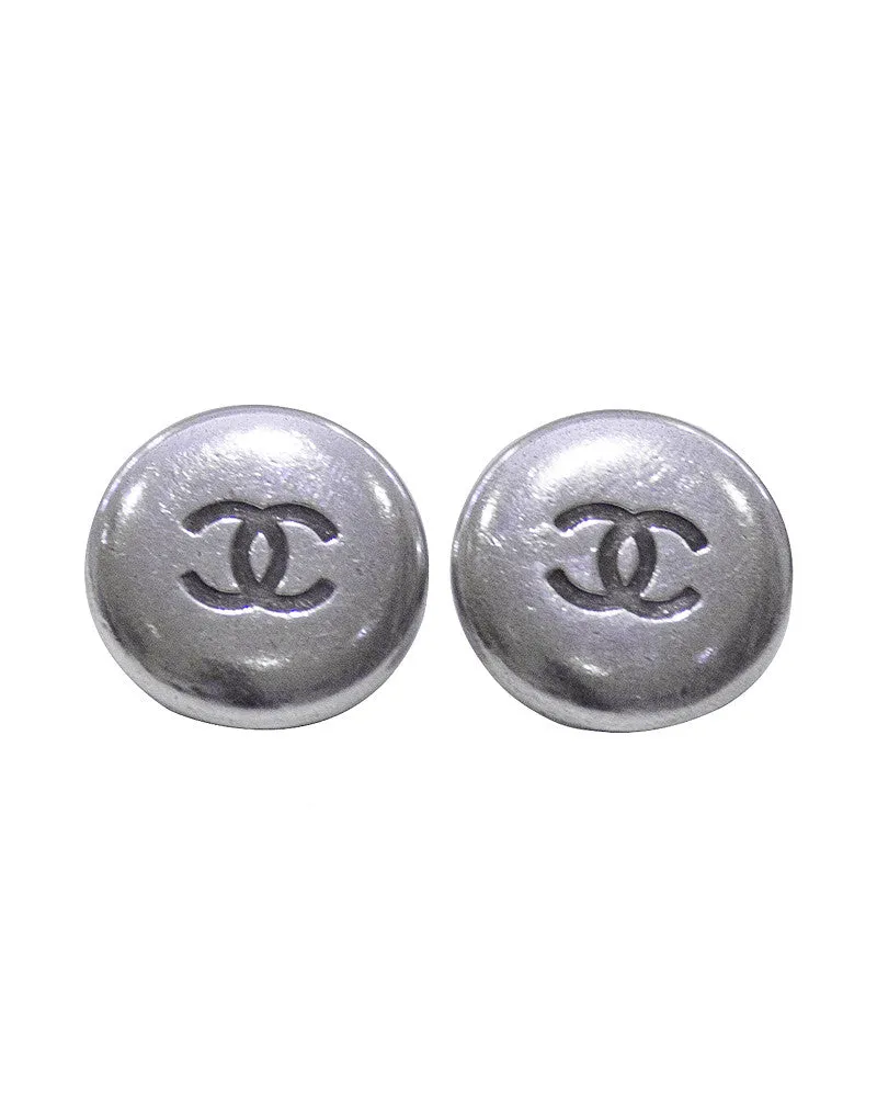 Silver logo clip-on earrings