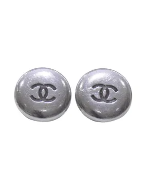 Silver logo clip-on earrings