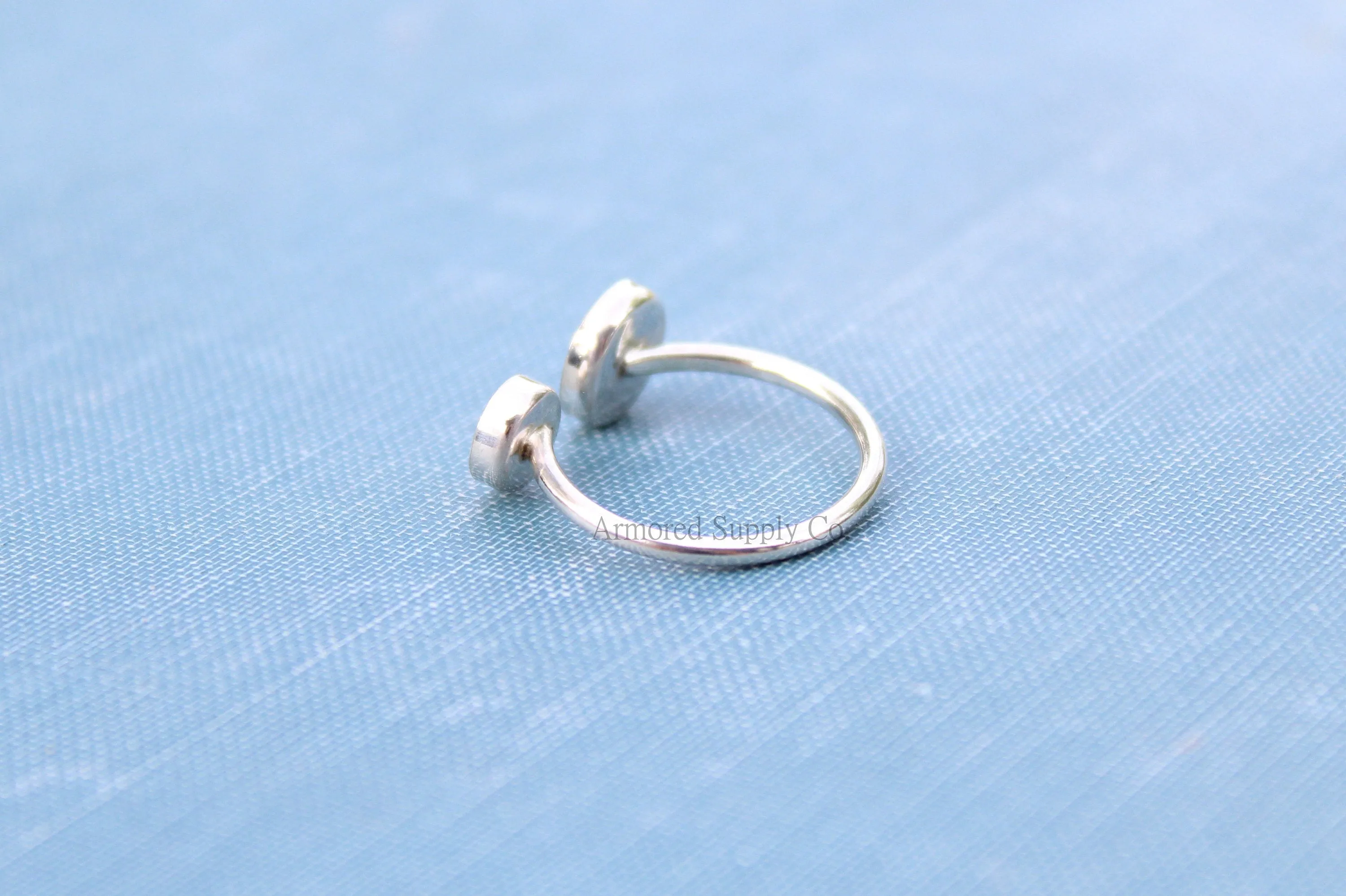 Silver Open Adjustable Double Bezel Cup Ring blank