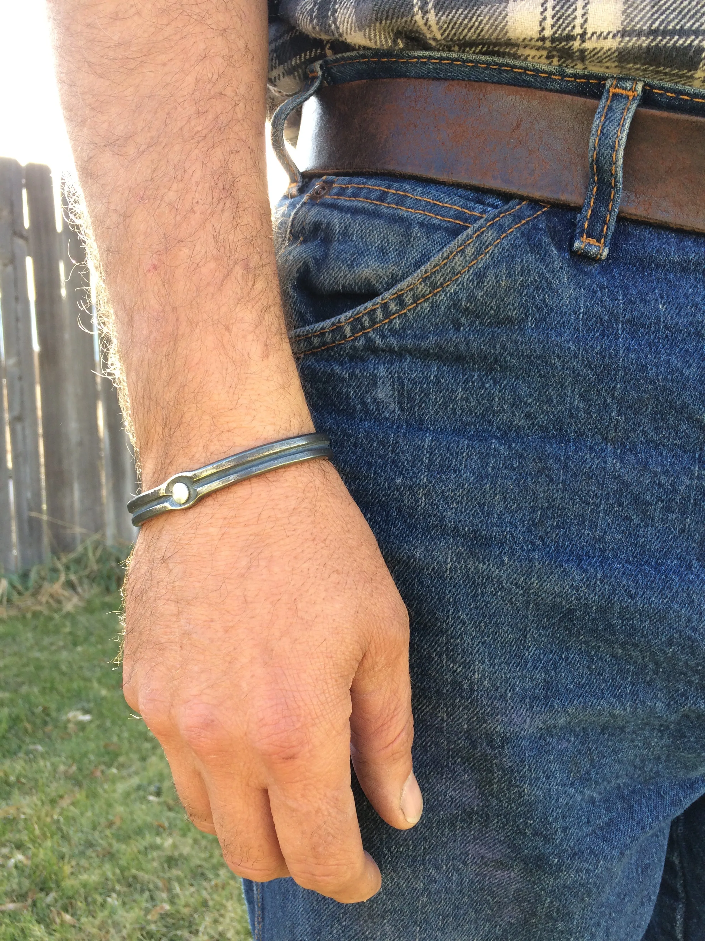 Silver Rivet Cuff: Men & Women