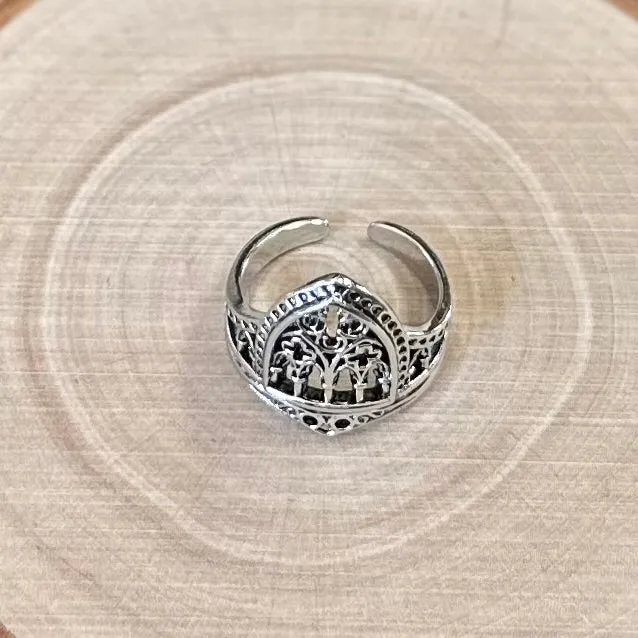 Silver Tone Gothic Church Rings | Adjustable
