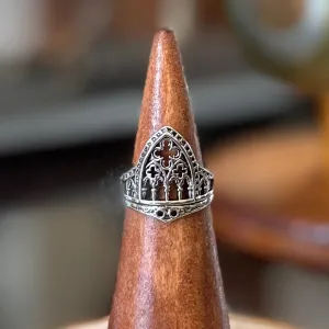 Silver Tone Gothic Church Rings | Adjustable