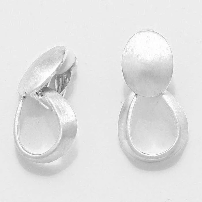 Silver Tone Loop Metal Clip On Earrings