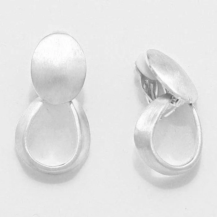 Silver Tone Loop Metal Clip On Earrings