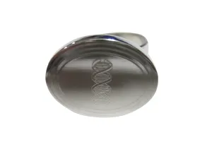 Silver Toned Etched Oval DNA Deoxyribonucleic Acid Molecule Adjustable Size Fashion Ring