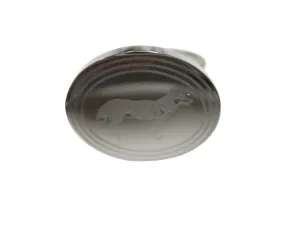 Silver Toned Etched Oval Full Dog Adjustable Size Fashion Ring