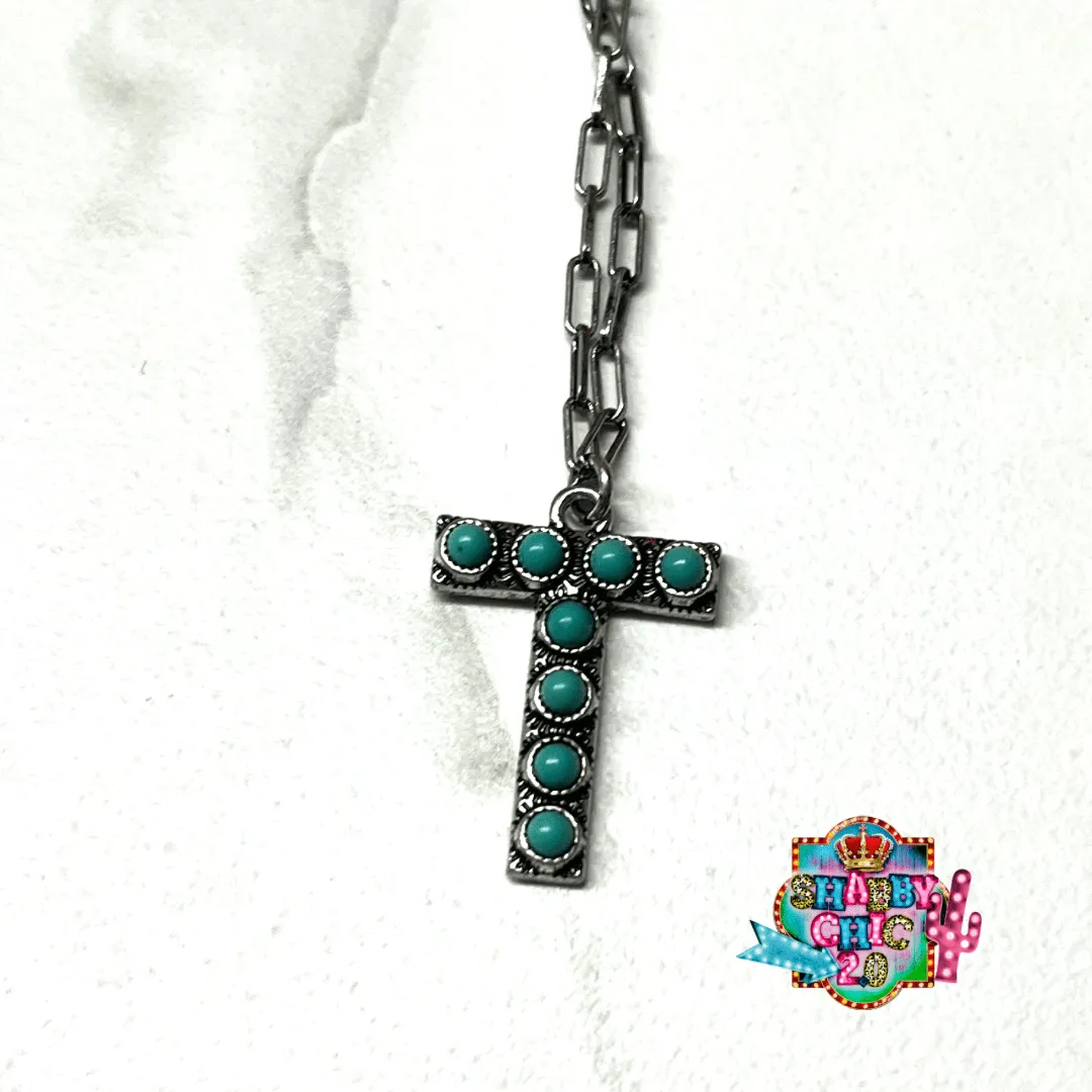 Silver with Turquoise Initial Necklace