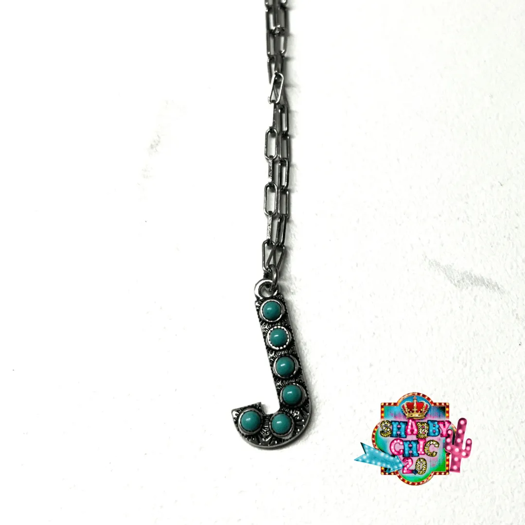 Silver with Turquoise Initial Necklace