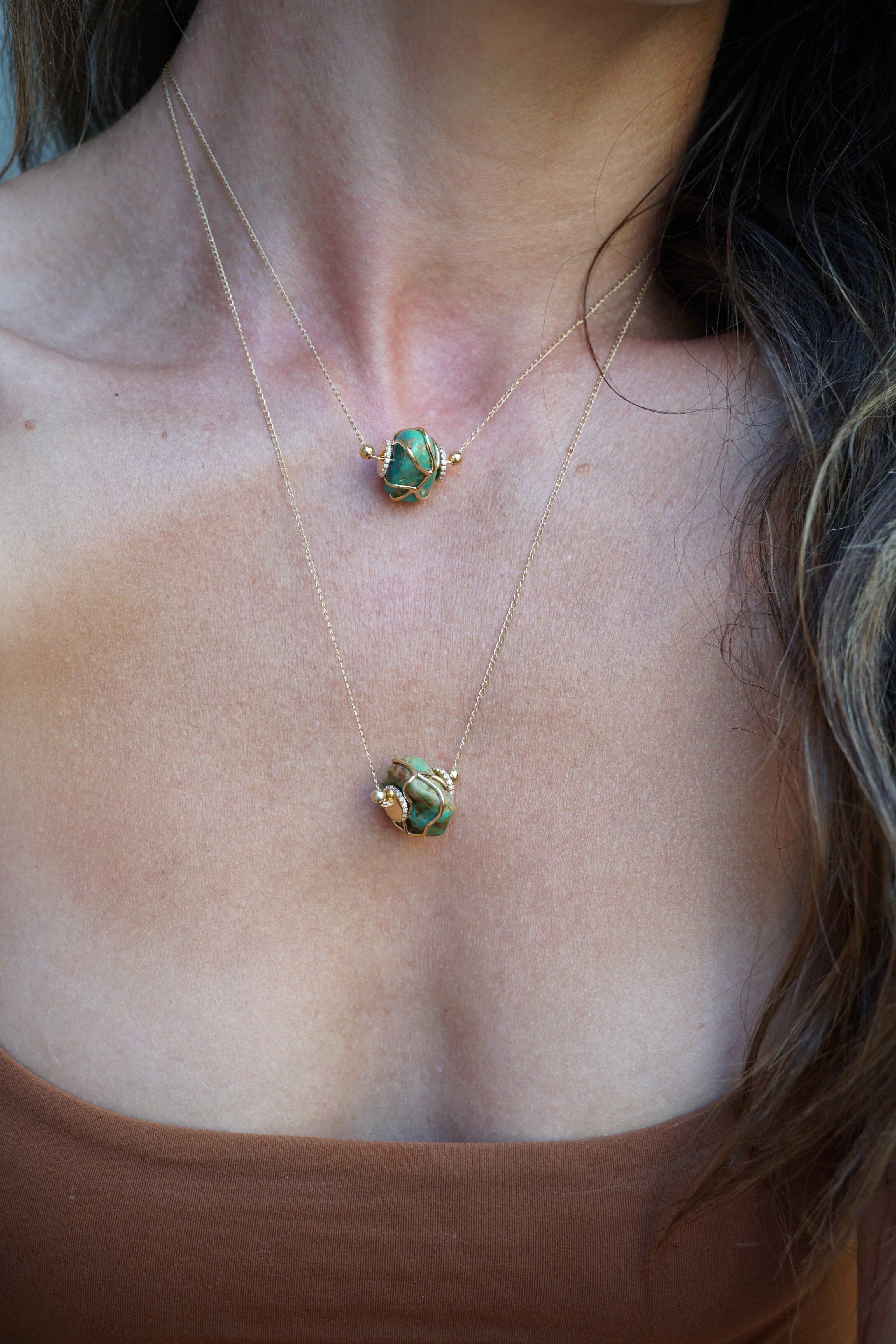 Single Turquoise   Diamond Necklace