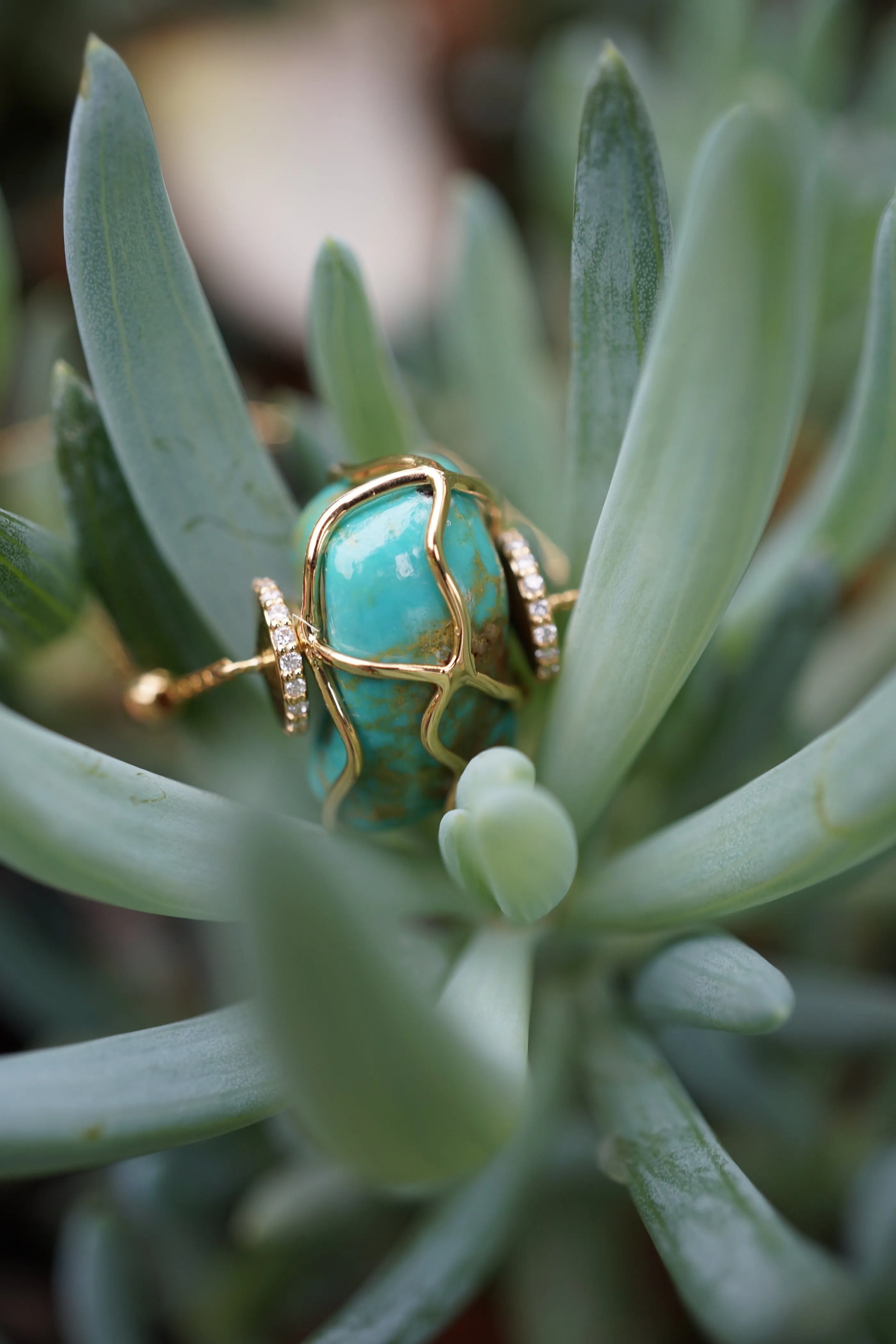 Single Turquoise   Diamond Necklace