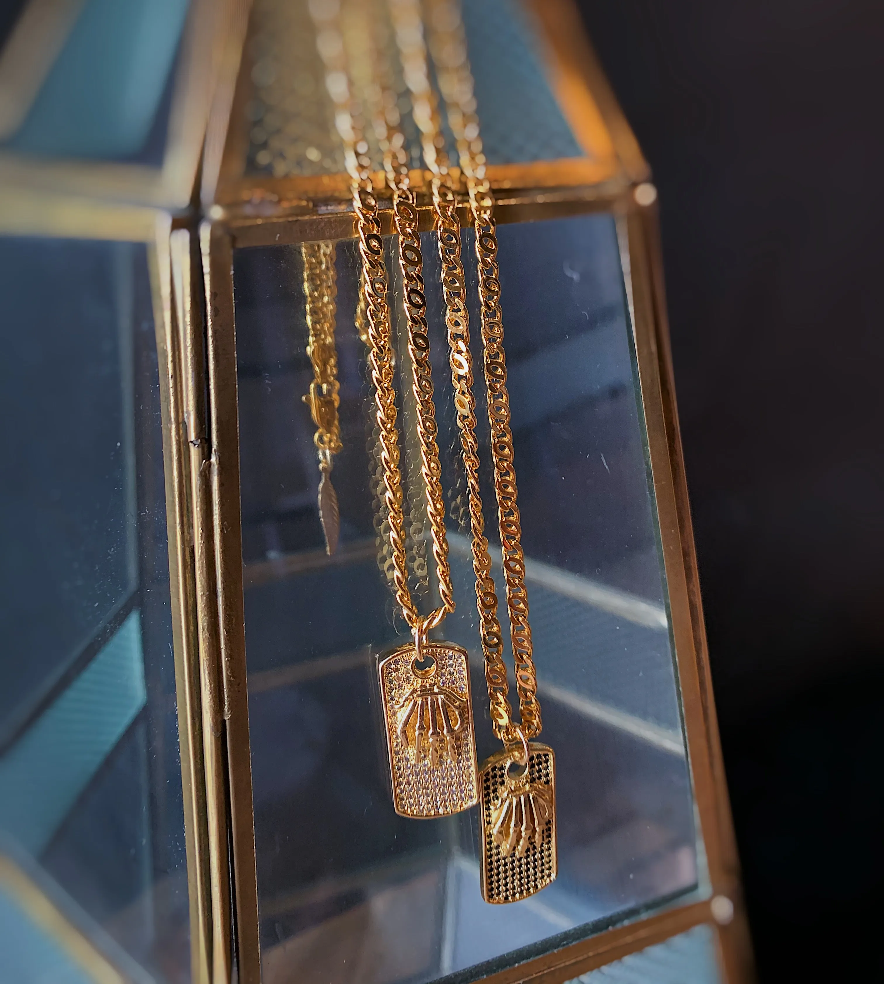 SKELETON DOGTAG GOLD FILLED NECKLACE