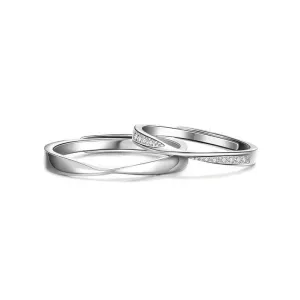 Slim Mobius CZ Couple Rings