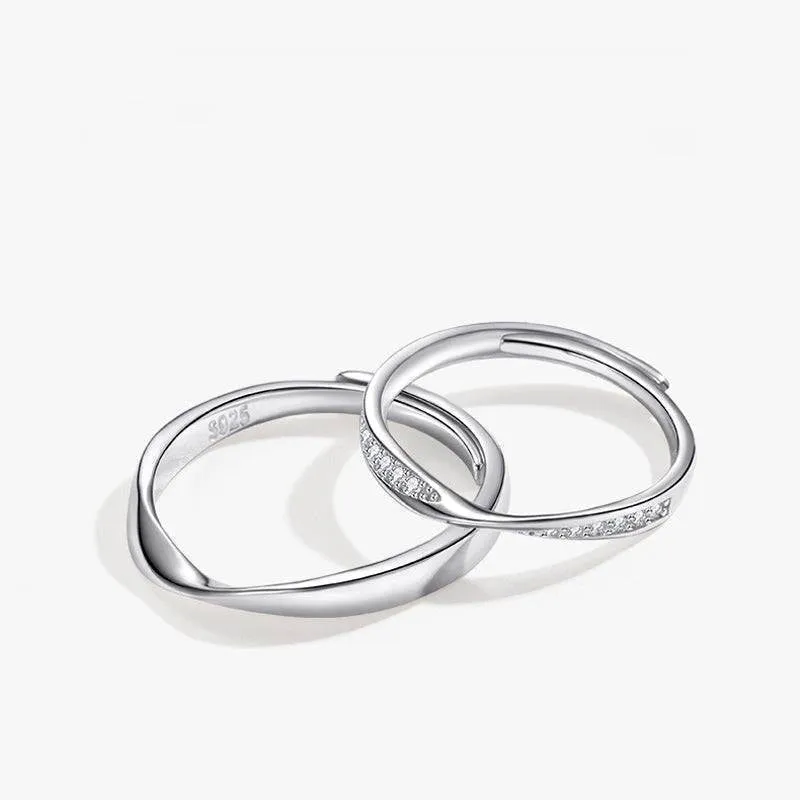 Slim Mobius CZ Couple Rings