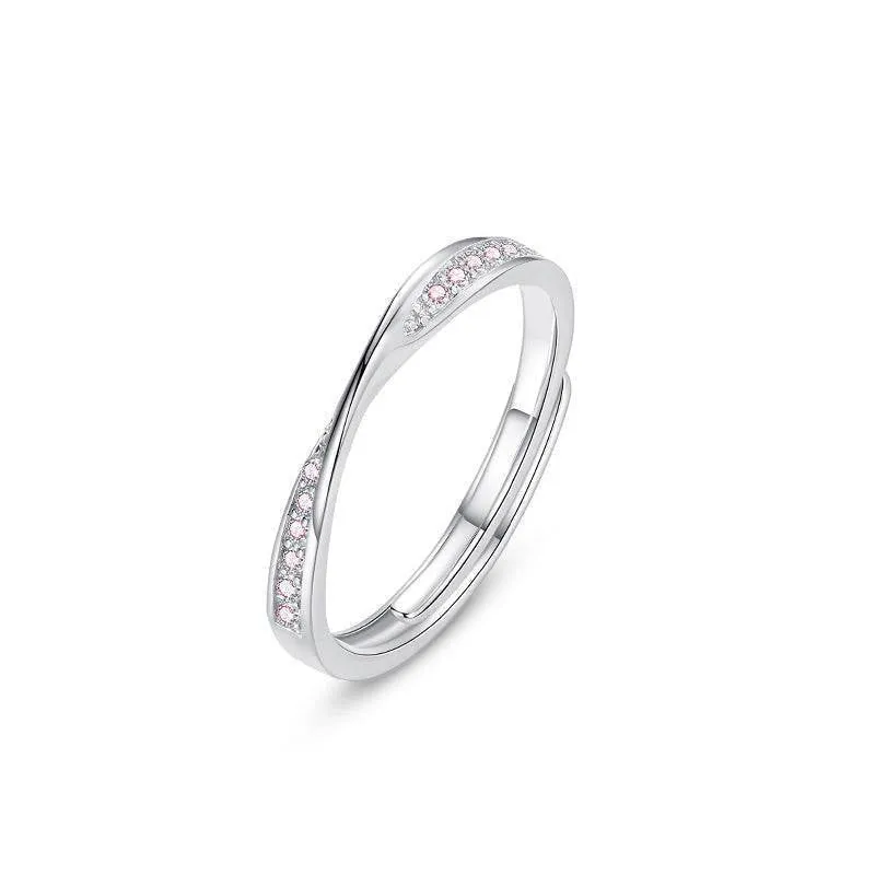 Slim Mobius CZ Couple Rings