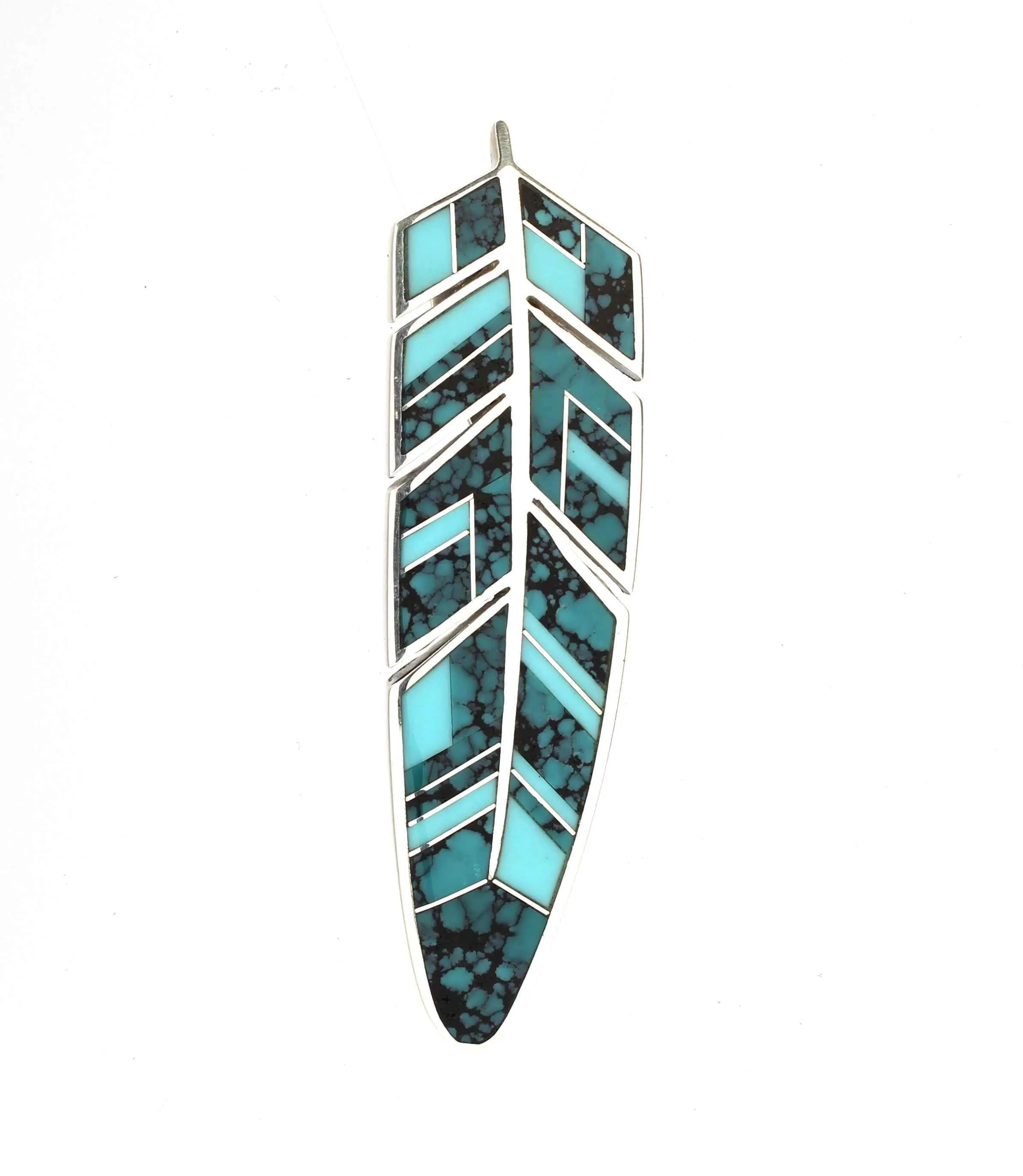 Small Inlaid Feather Pendant