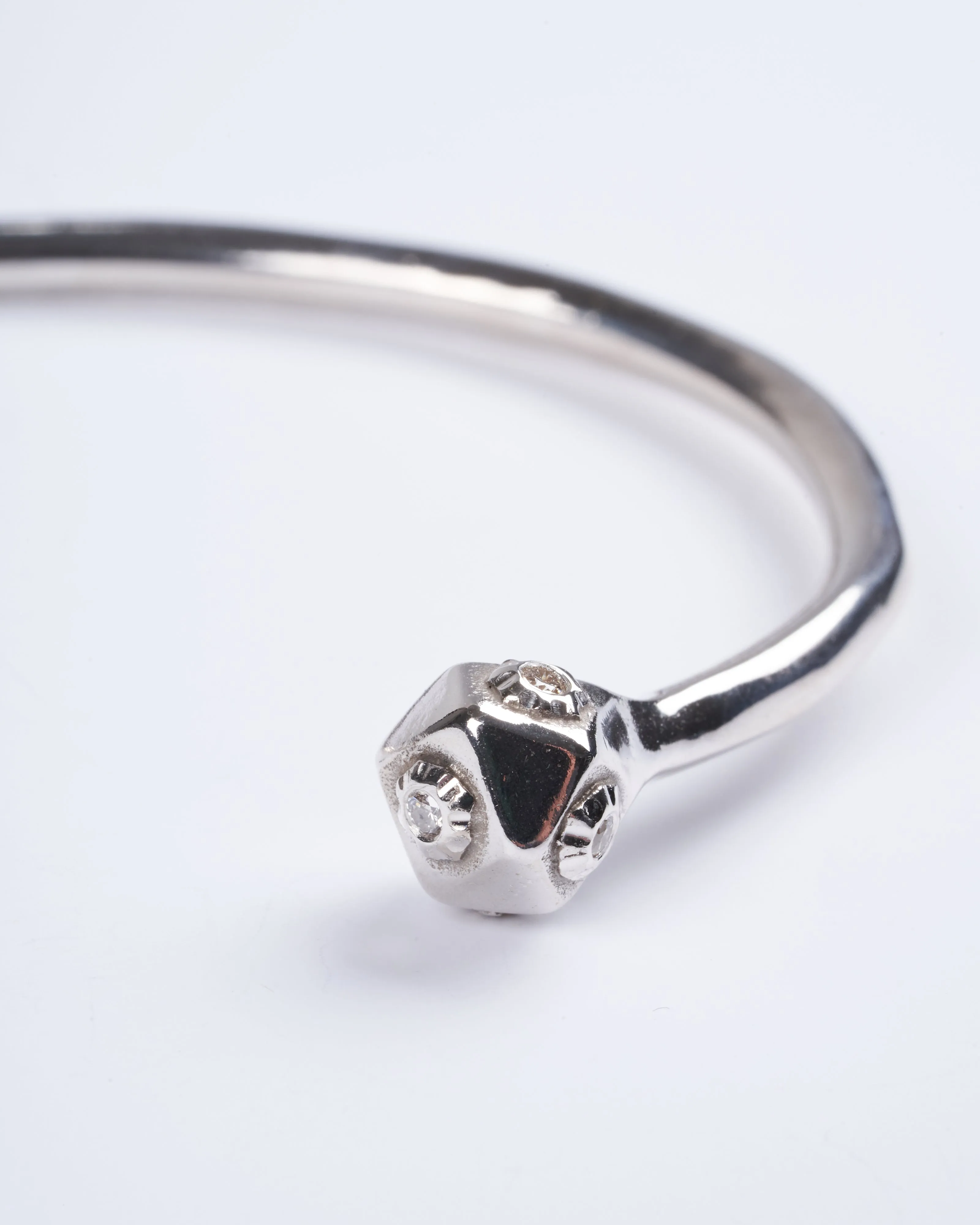 small snake head cuff sterling silver champagne diamonds - sterling