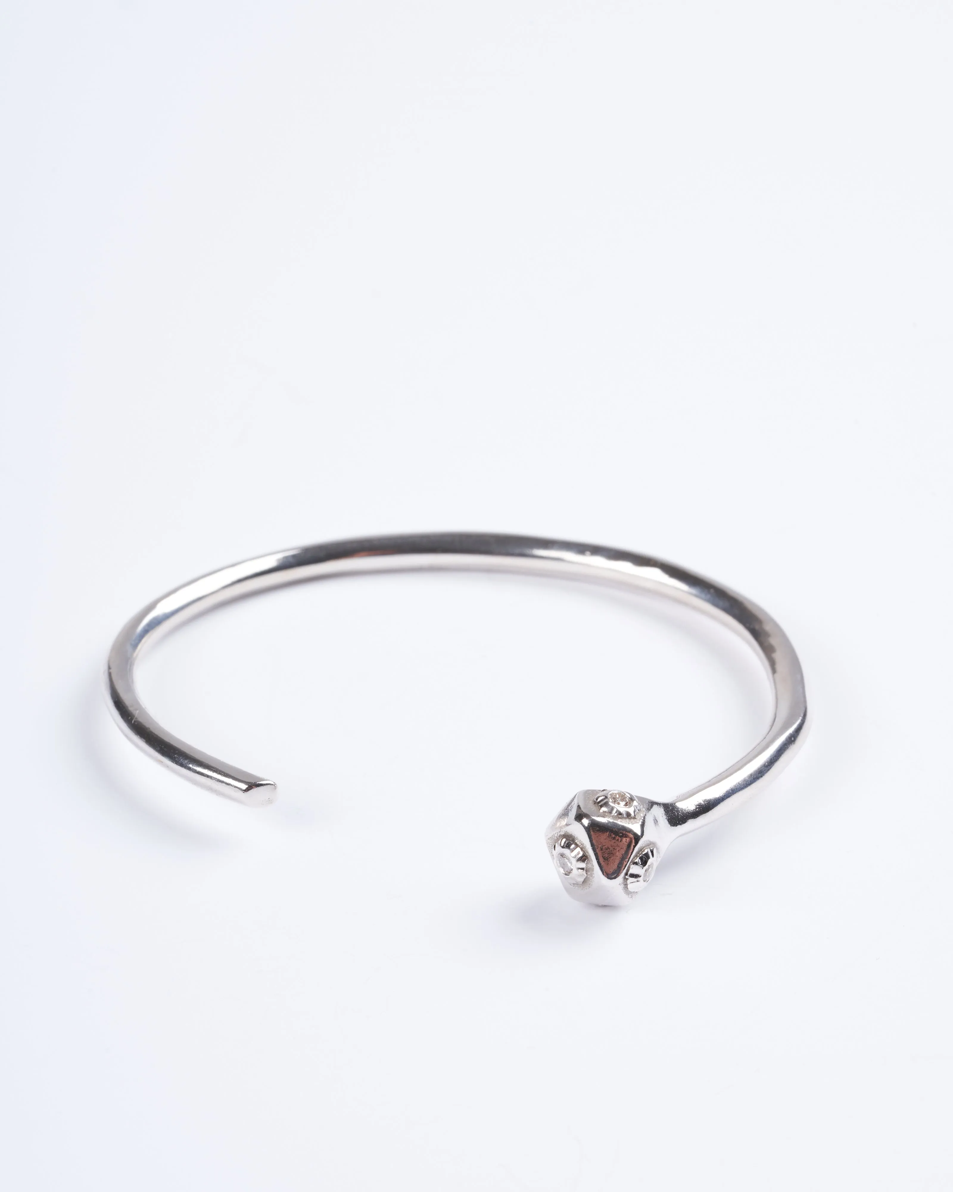 small snake head cuff sterling silver champagne diamonds - sterling