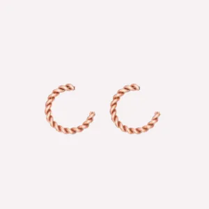 SMALL TWISTED HOOP CLIP-ON EARRINGS IN ROSE GOLD