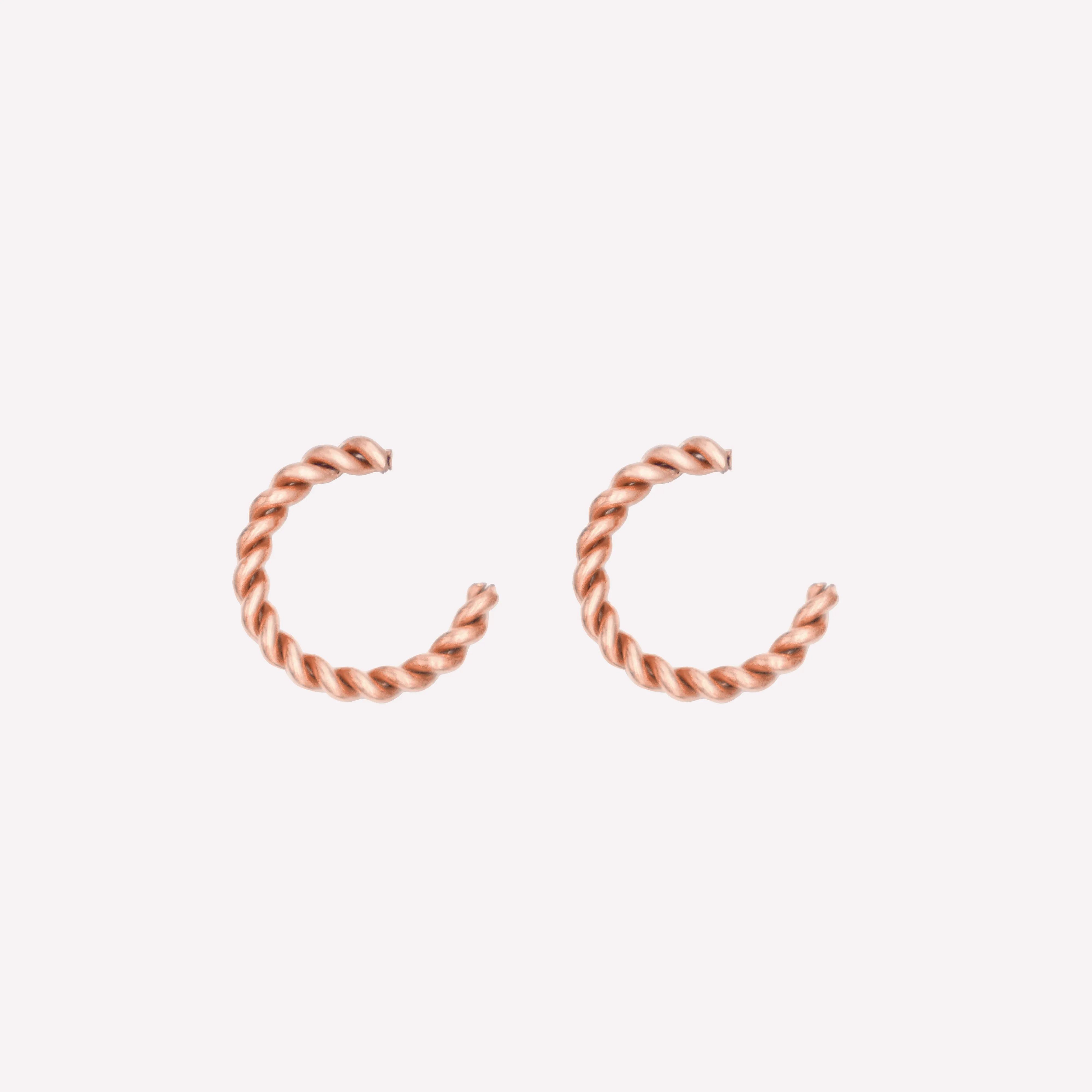 SMALL TWISTED HOOP CLIP-ON EARRINGS IN ROSE GOLD