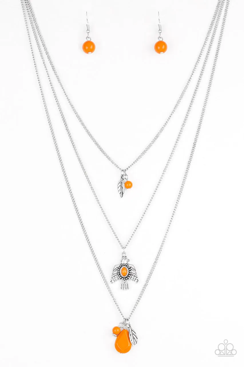 Soar with the Eagles Orange Paparazzi Necklace
