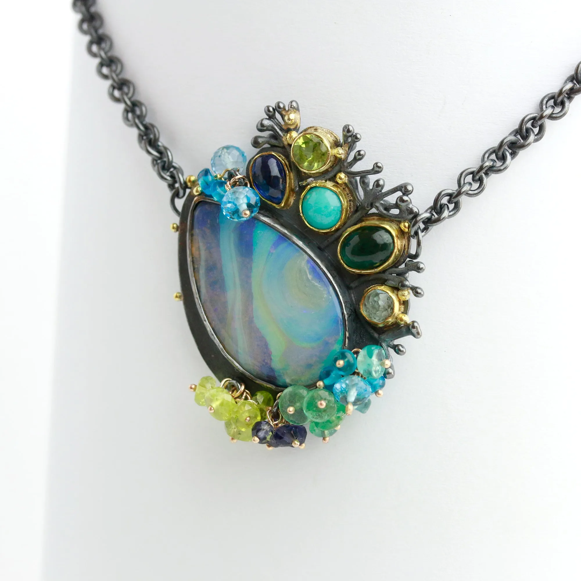 SOLD! Blue Green Swirled Opal Necklace