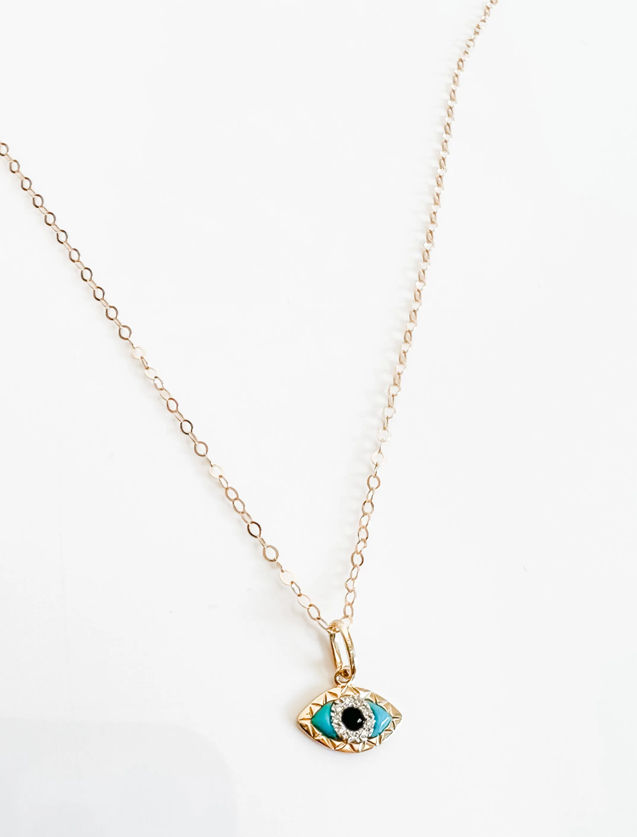 SOLID 14k EVIL EYE
