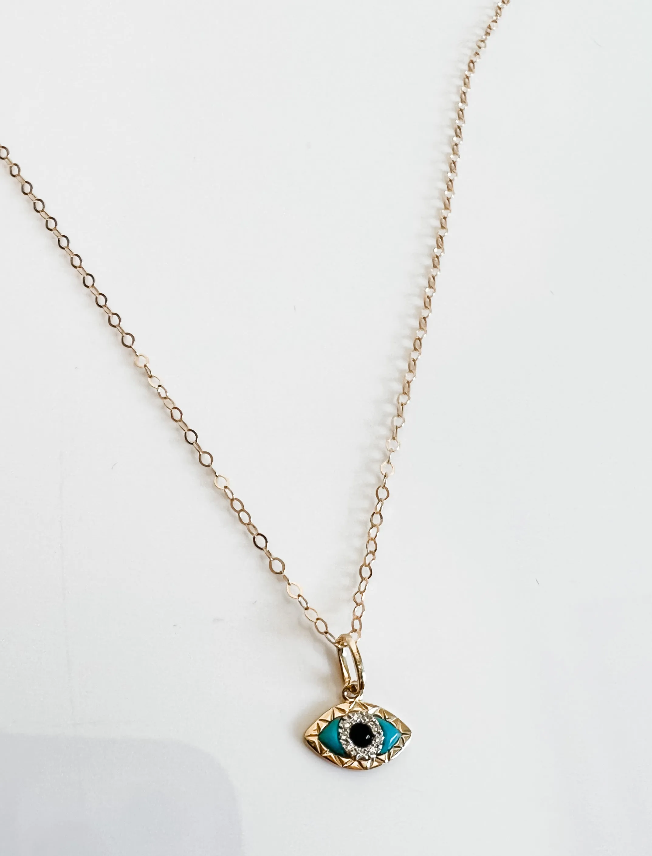 SOLID 14k EVIL EYE
