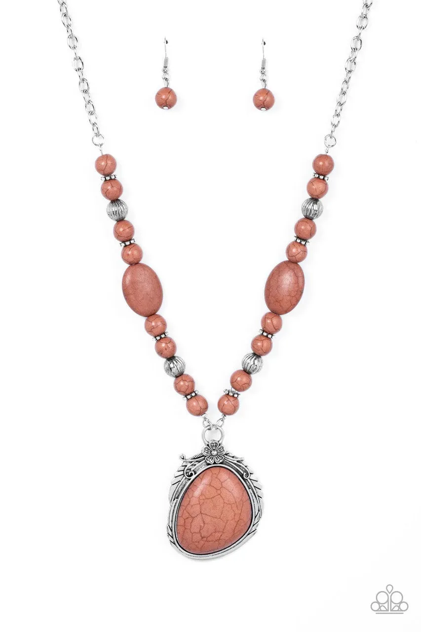 Southwest Paradise - Brown - Stone Paparazzi Short Necklace