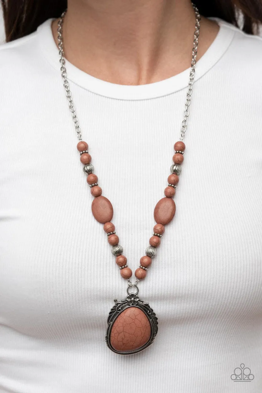 Southwest Paradise - Brown - Stone Paparazzi Short Necklace