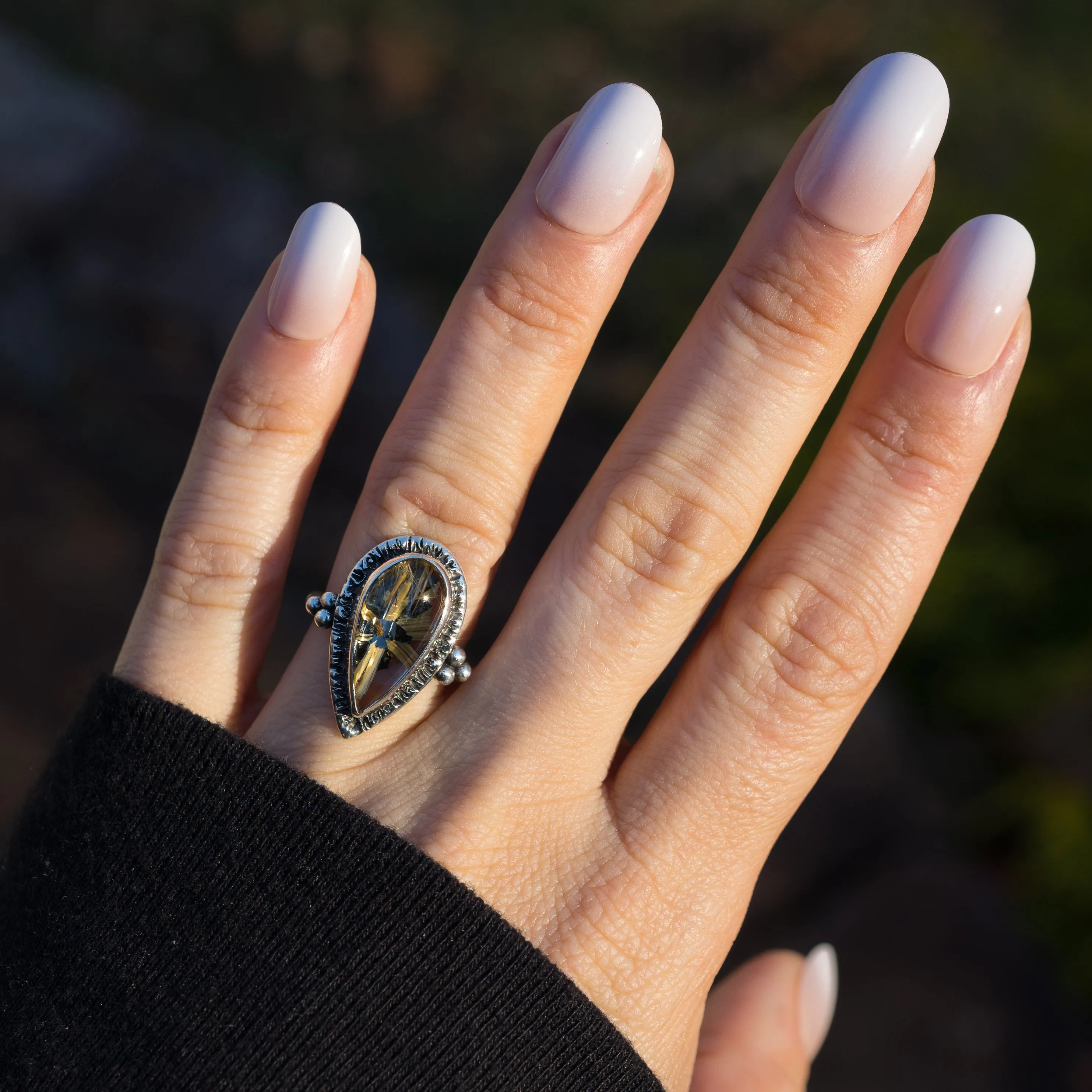 Star Rutile Quartz Ring- Sz 6