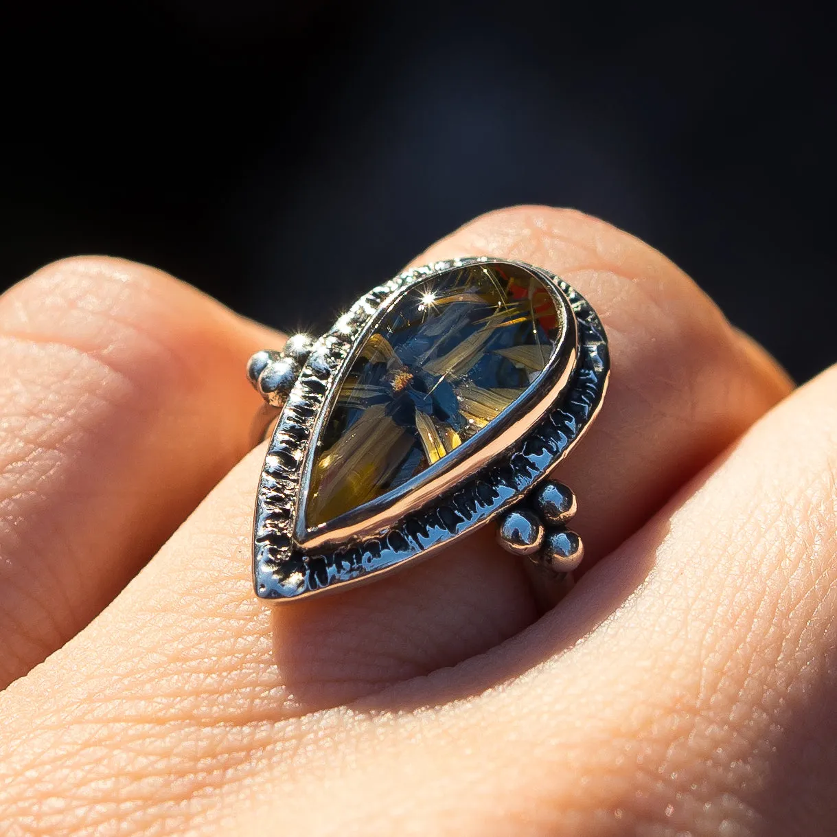 Star Rutile Quartz Ring- Sz 6