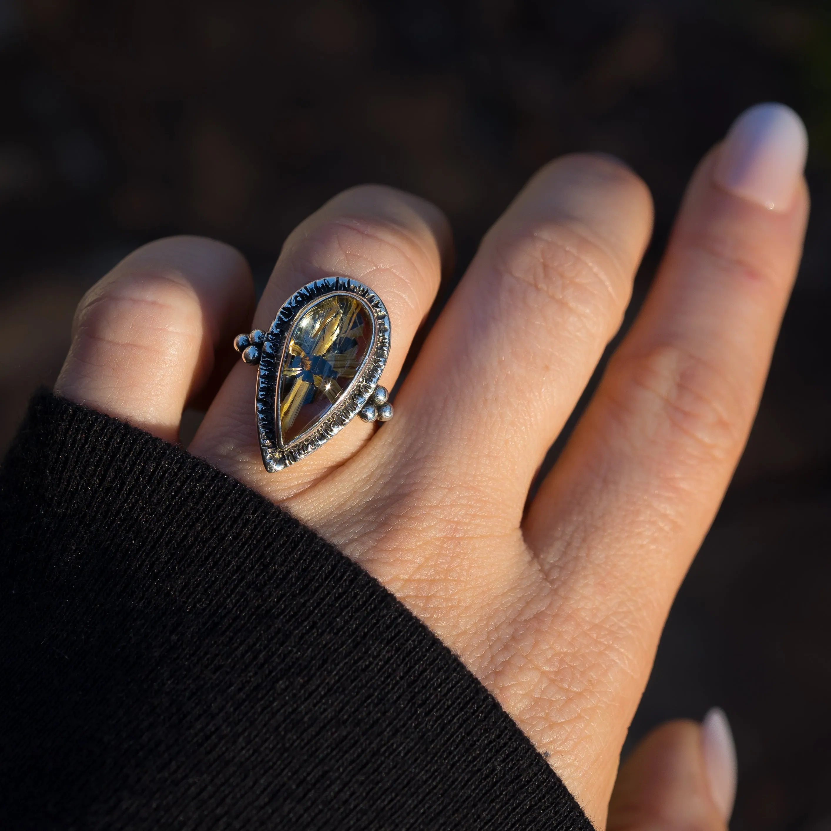 Star Rutile Quartz Ring- Sz 6
