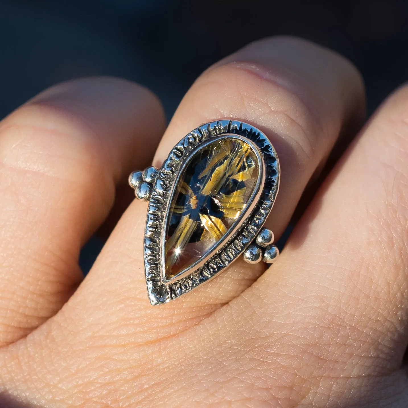 Star Rutile Quartz Ring- Sz 6