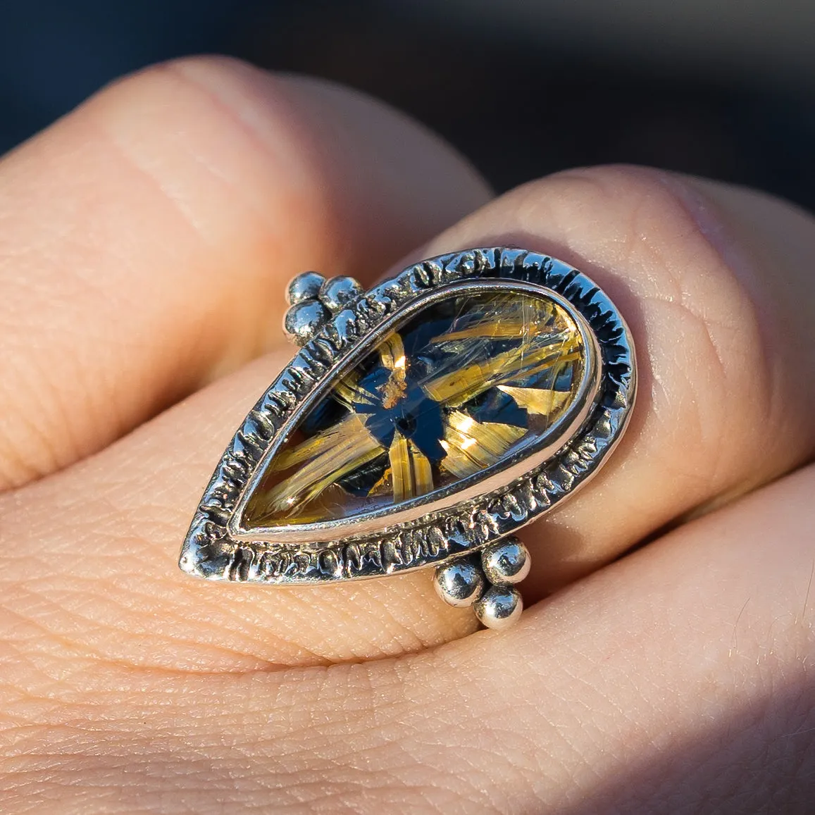 Star Rutile Quartz Ring- Sz 6