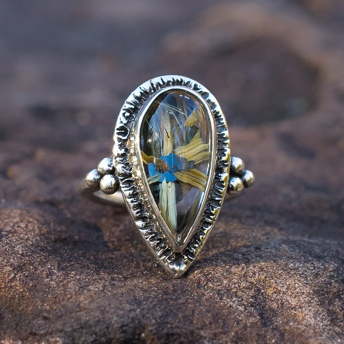 Star Rutile Quartz Ring- Sz 6