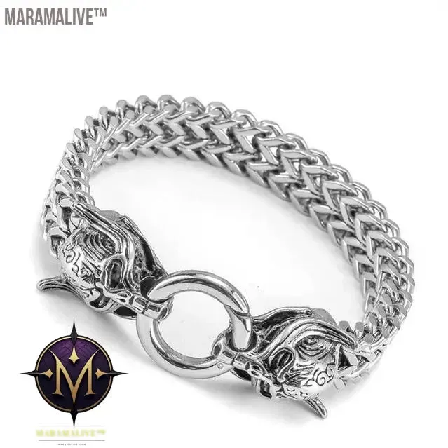 Steampunk Men's Skull Metal Bracelet Cutout Leather Braided Cuff Buckle Gothic Bracelet Motorcycle Rock Cuff Jewelry
