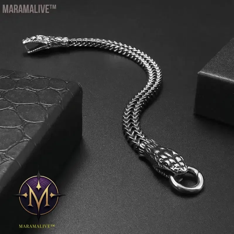 Steampunk Men's Skull Metal Bracelet Cutout Leather Braided Cuff Buckle Gothic Bracelet Motorcycle Rock Cuff Jewelry
