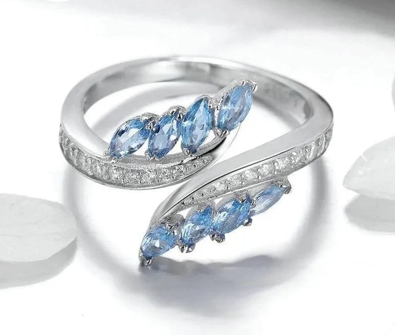 Sterling Silver Butterfly Adjustable  Engagement  Ring