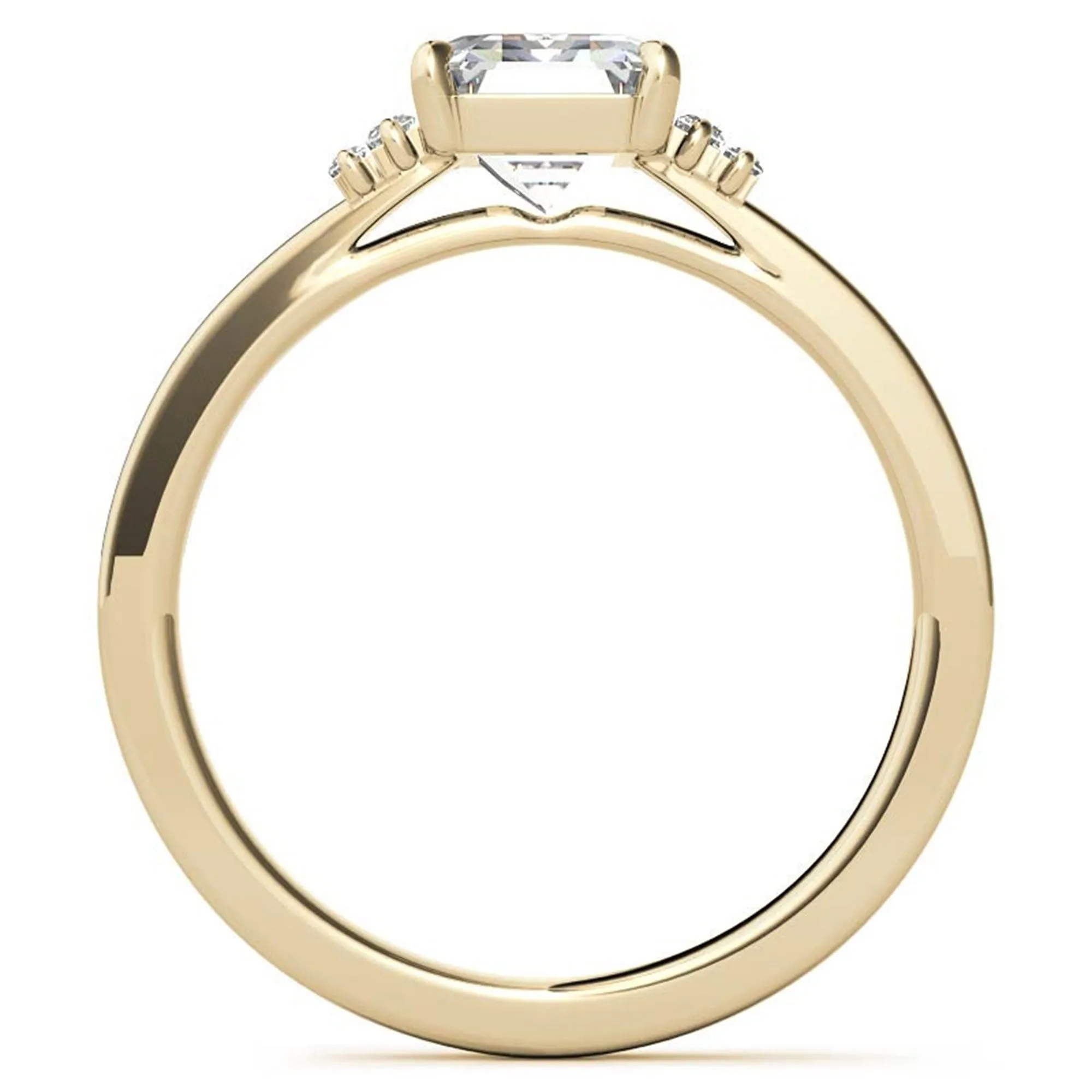 Sterling Silver Emerald-Cut Center Stone With Baguette Adjustable  Engagement Yellow Gold Ring For Woman