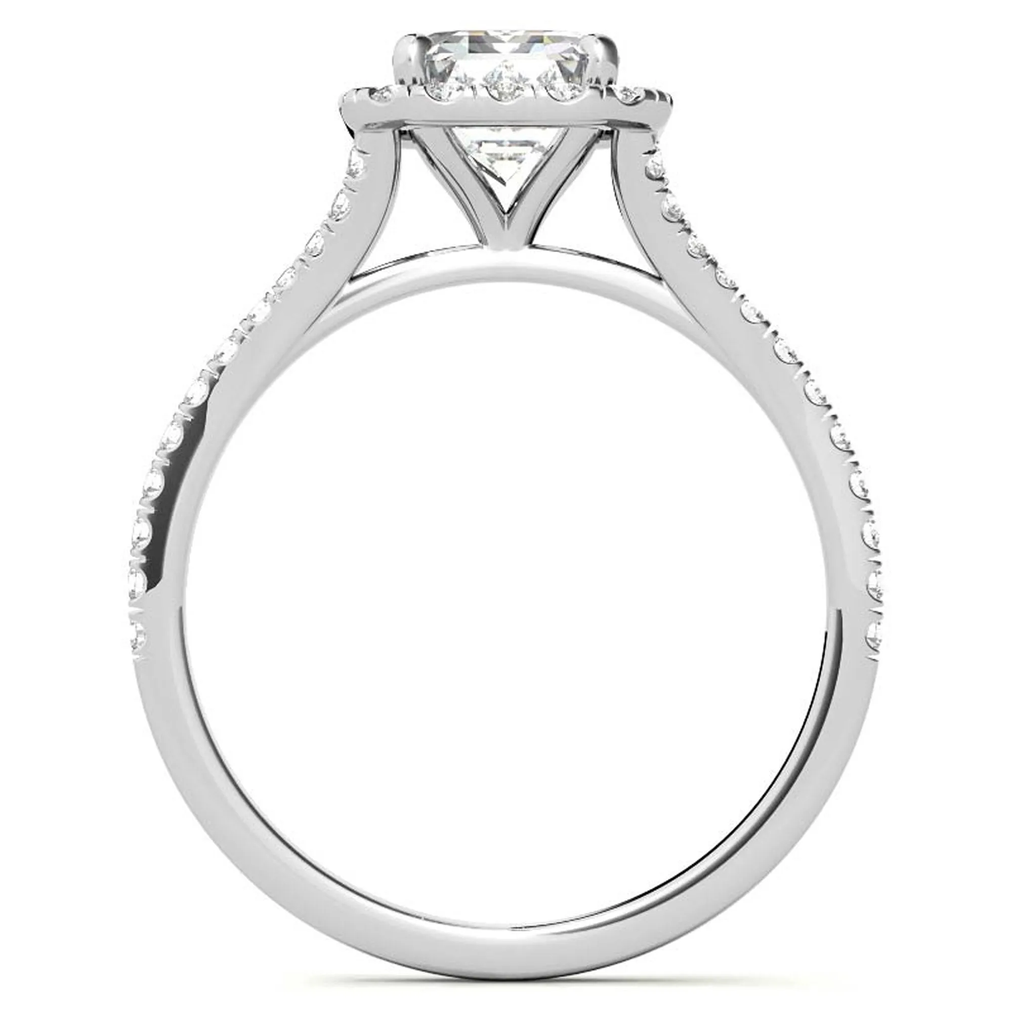 Sterling Silver Emerald Cut Halo Adjustable Elegant Bridal White Gold Ring Perfect for Engagement