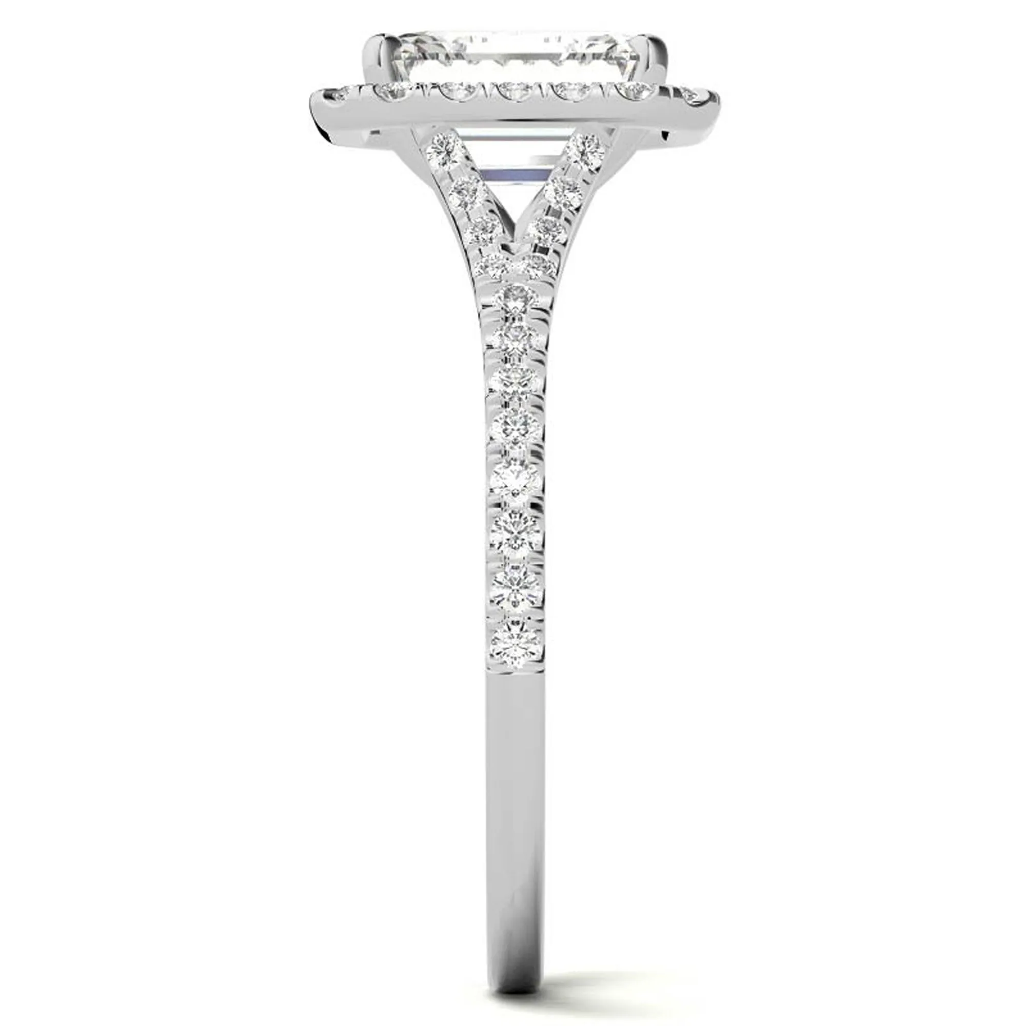 Sterling Silver Emerald Cut Halo Adjustable Elegant Bridal White Gold Ring Perfect for Engagement